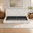 King Bed Frame With Adjustable Sliding Side Table Visual Floating Effect, 8.7'' Cloud Upholstered Sponge Cushion