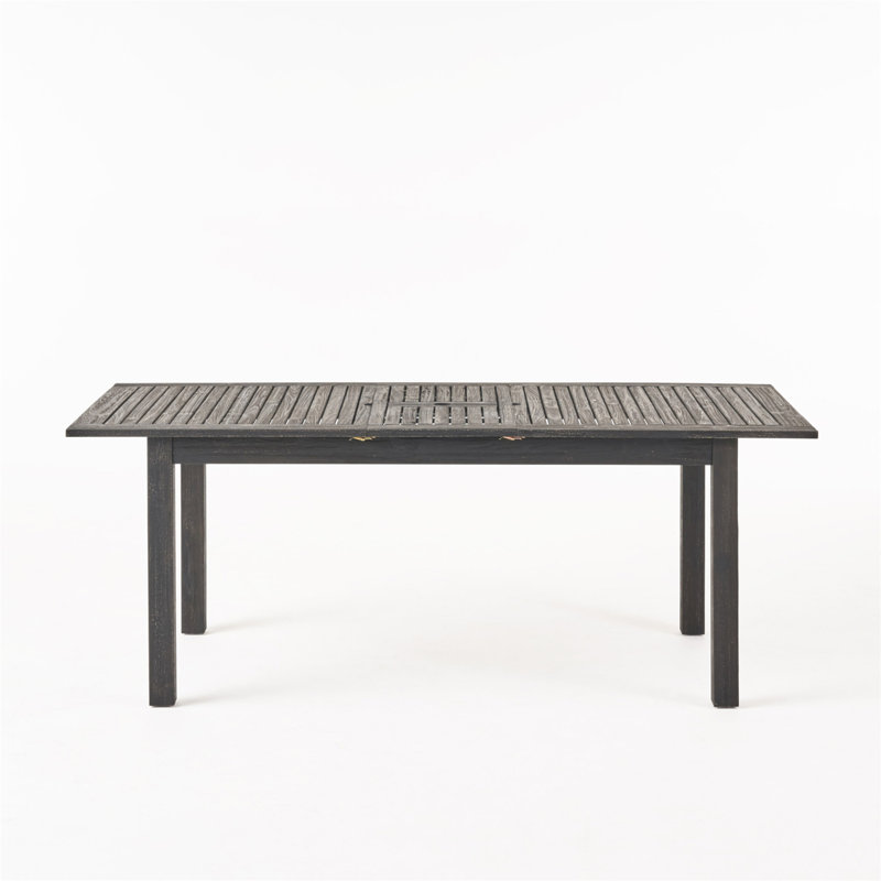 Outdoor Expandable Acacia Wood Dining Table, Dark Grey, Dark Gray