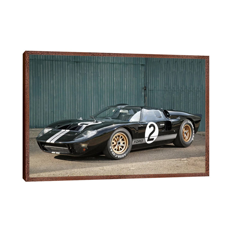 Ford Gt40 Le Mans Race Car, 1966 - Print on Canvas, 101.6 cm H x 66.04 cm W, Brown Framed