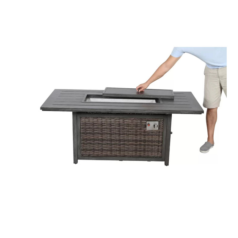 Aluminum/Wicker Propane Fire Pit Table