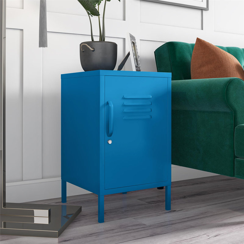 Melonye 37.8cm W Metal Bedside Table, Blue
