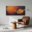 «Geometric Hands» tenant des feuilles dans un ciel orange, art mural sur toile-1356857969
