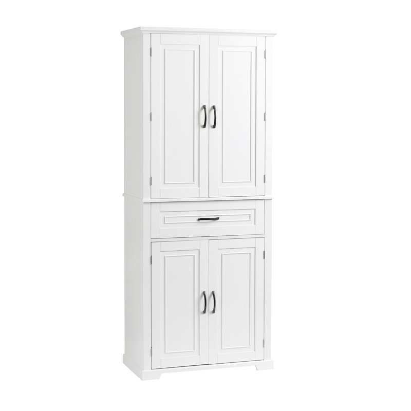Grande armoire de salle de bain blanche avec plusieurs possibilités de rangement - Finition du tiroir, Blanc
