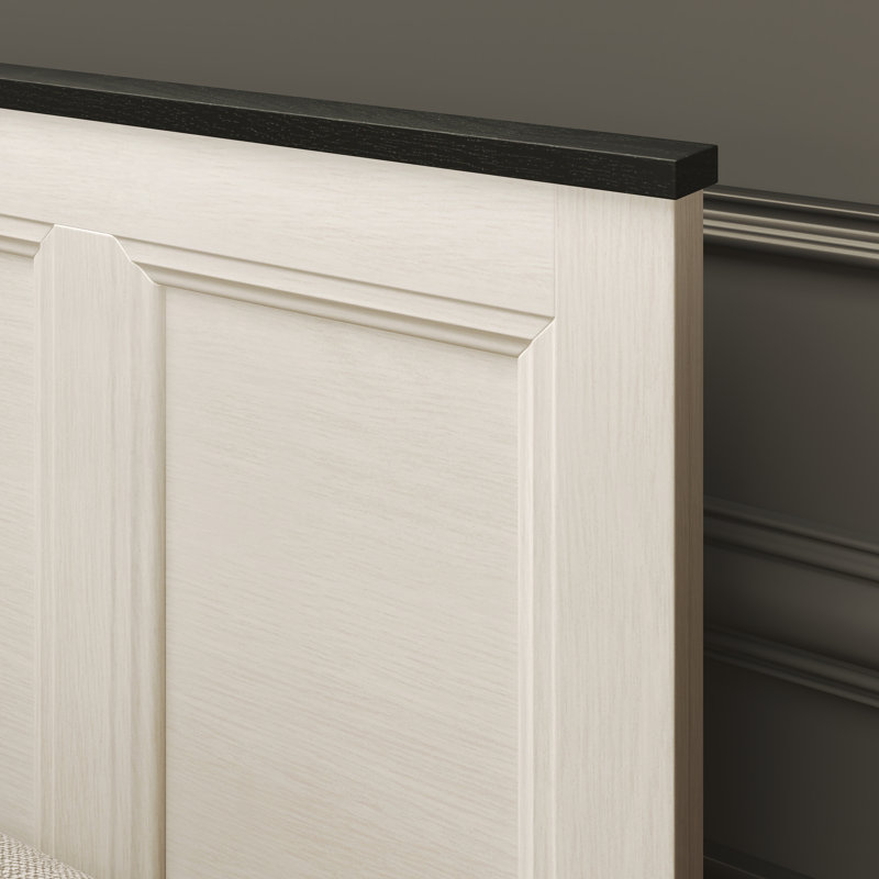 Lit à panneaux Roundhill Furniture Realynn, finition blanc cassé, Très grand