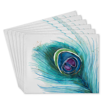 Peacock Feather Polyester Dreketi Set of 6 | Home Decor