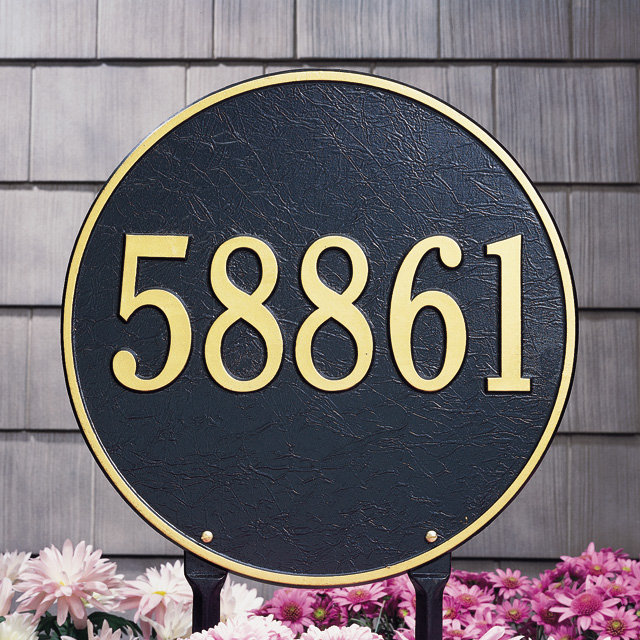 1-Line Lawn Address Sign, Antique Copper, Yes