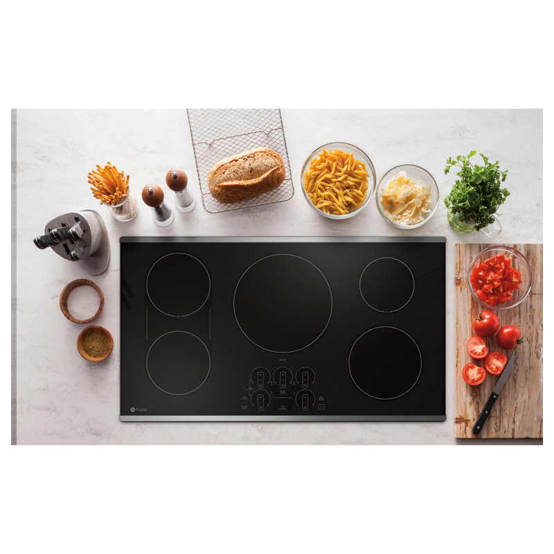 36" Induction Cooktop with 5 Elements, Black/Stainless Steel