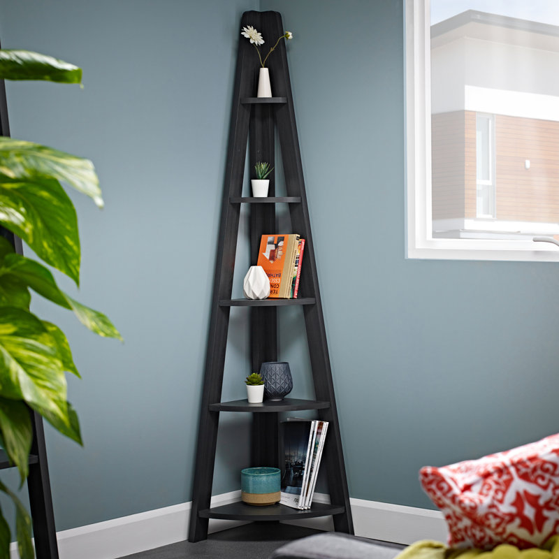 Gardi Corner Bookcase, 175.4" H x 38.6" W x 38.6" D, Black