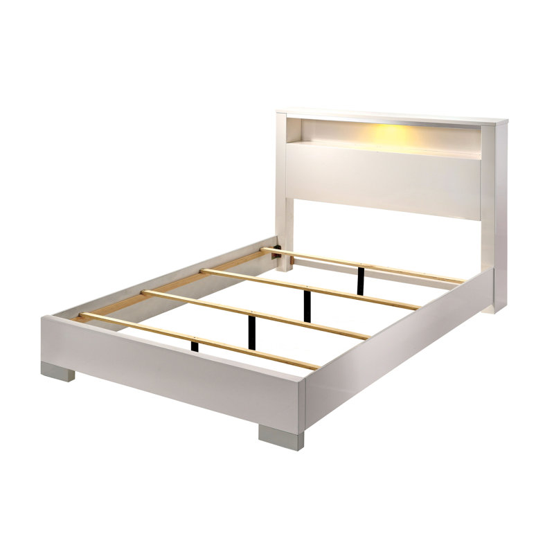 Lit standard avec rangement Donnellson, Blanc, Grand