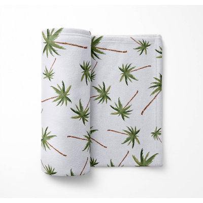 Summer Watercolor Palms Ultra Plush Velveteen Fleece Blanket