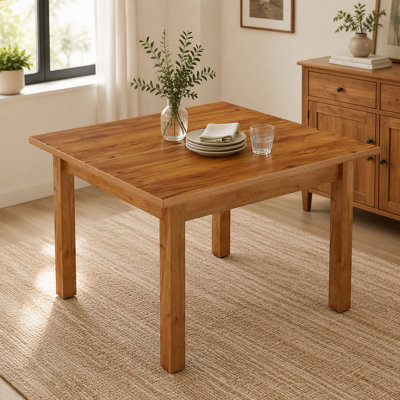 39.4" Square Dining Table Kitchen Table with Solid Wood Legs for 4