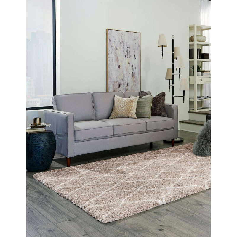 Tapis à poils longs de couleur beige Walsenburg, Rectangle 8 pi x 10 pi