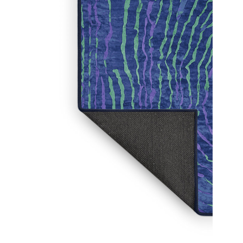 Tapis bleu soyeux et moelleux, Rectangle 7 pi x 10 pi