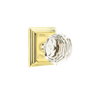 Ensemble de faux boutons Emtek avec rosette Wilshire et bouton en verre Diamond