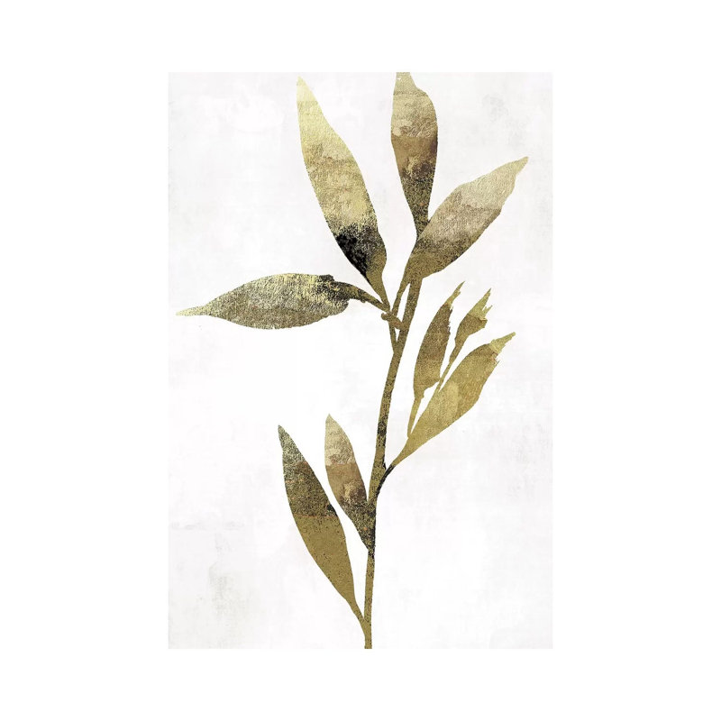 Gold Botanical IV by Asia Jensen - Wrapped Canvas Painting, 20.32 cm H x 30.48 cm W