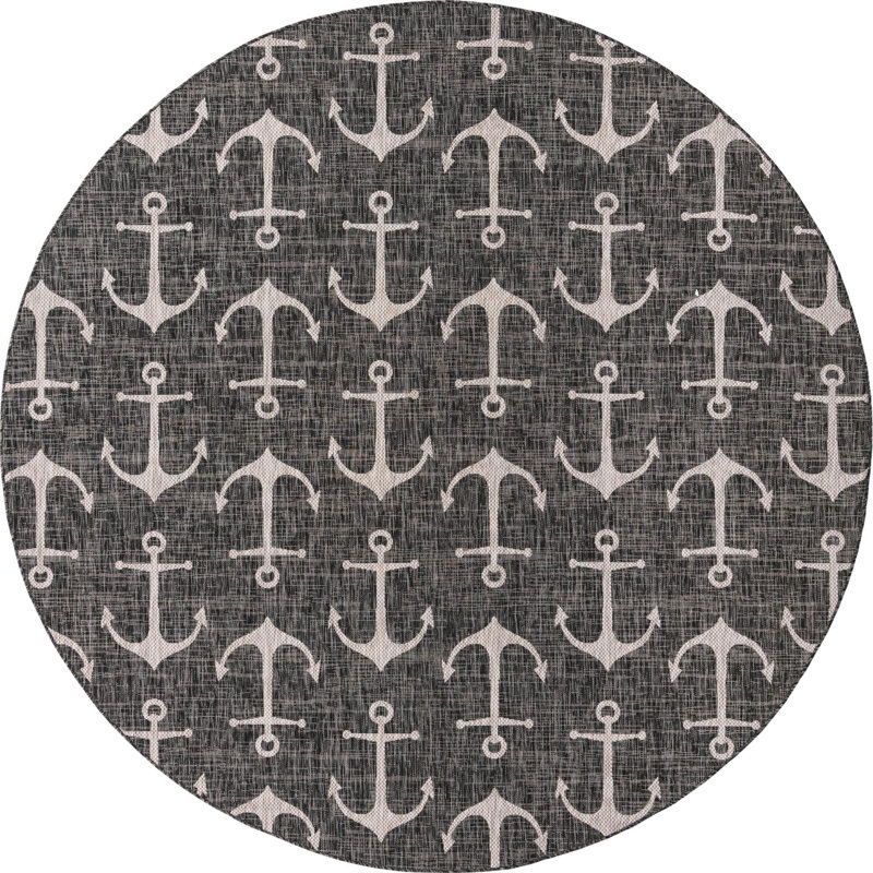 Tapis gris anthracite intérieur / extérieur Glidden, Rond 10pi