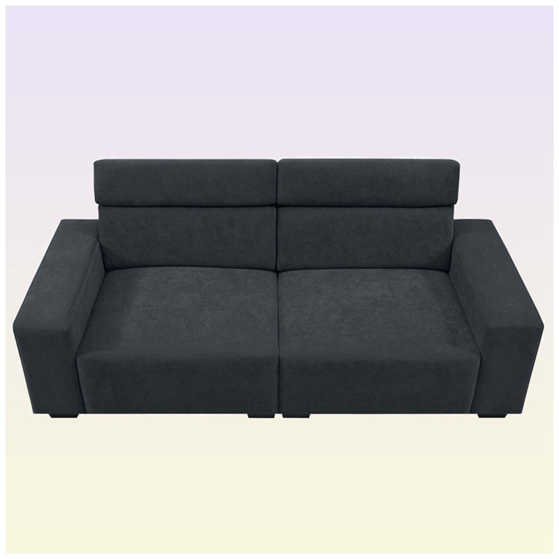 Causeuse rembourrée Cadia, 100 % polyester noir