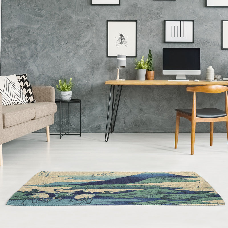 Tapis japonaises chenille jaune/bleu/vert, Rectangle 3 pi x 5 pi