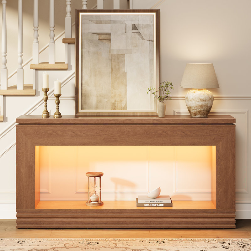 63'' W Console Table With Tri-color Led Lights & Storage