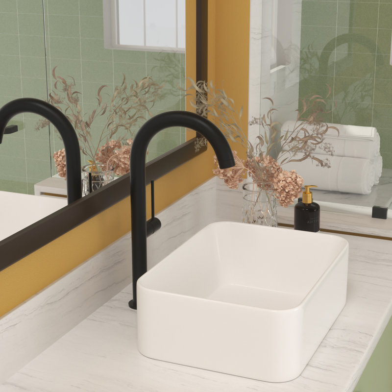 Lavabo vasque de salle de bain moderne 16 po x 12 po en céramique - blanc