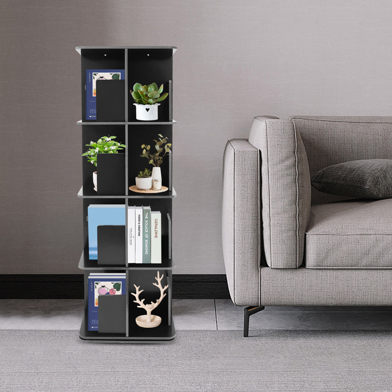 Pridemore 50.5"H X 15.75"W 4-tier 360° Rotatable Bookshelf, Black