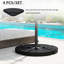 Base de parasol en porte-à-faux décalée, 4 pièces rondes robustes, 52 litres d'eau / 112 livres de sable, noir rond pour patio, 52 litres d'eau ou modèle 112,