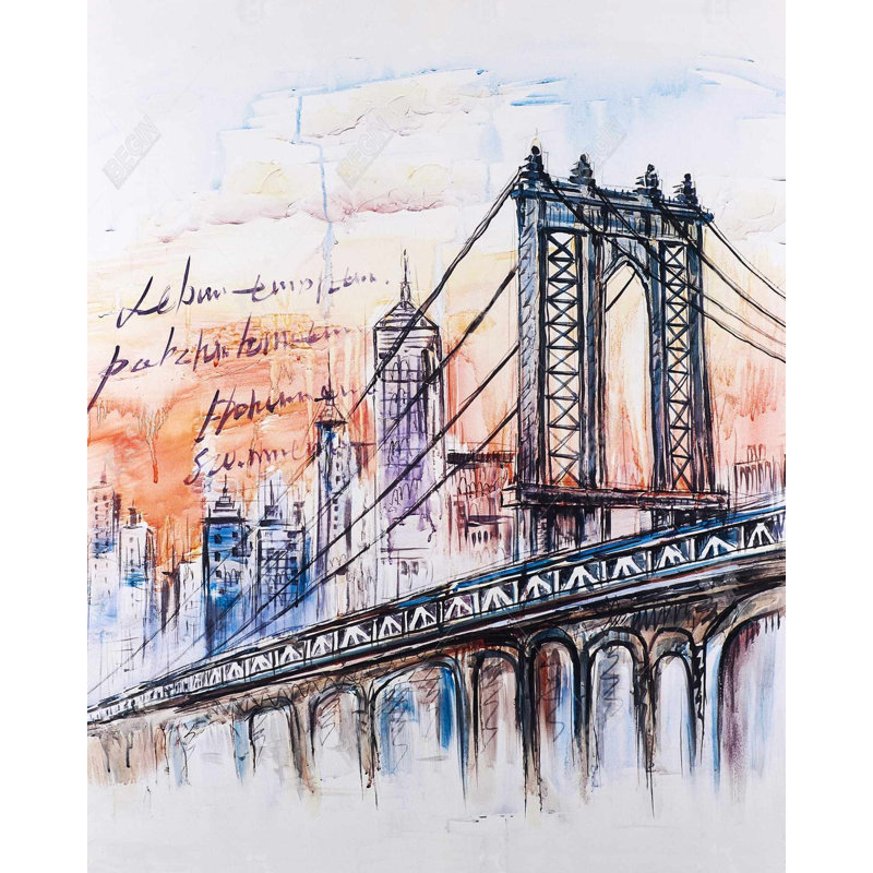 Bridge Sketch N-y Print On Canvas
