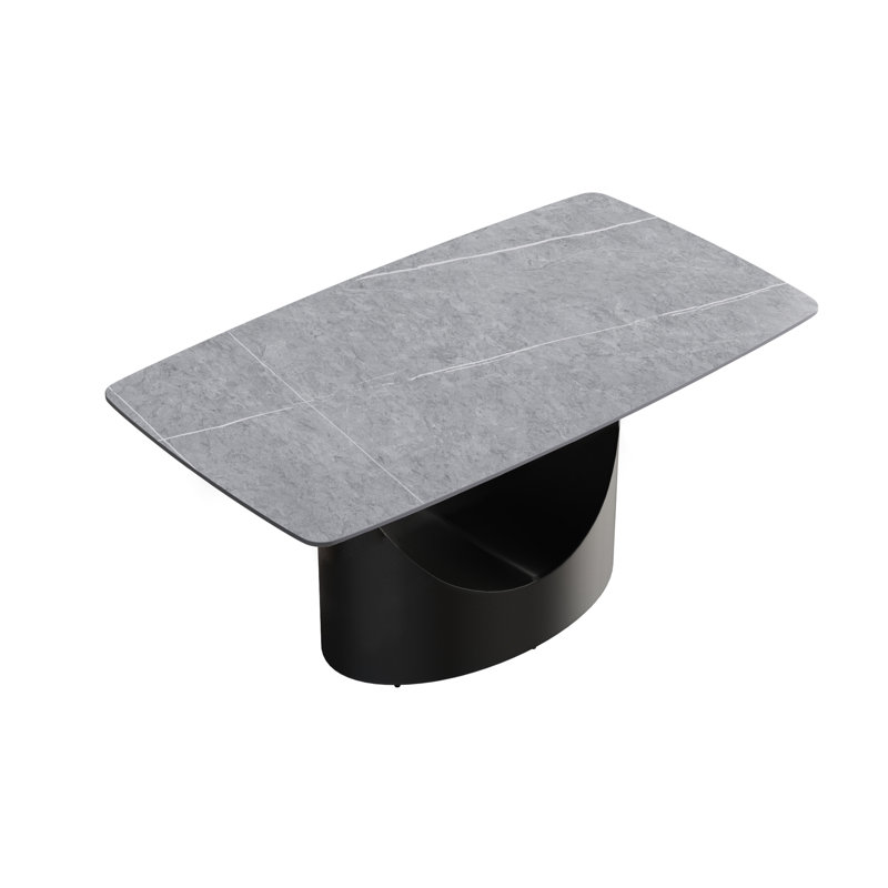 Table de salle à manger Aliyas, H 29,53 po x L 63 po x l 35,4 po, Noir, Gris