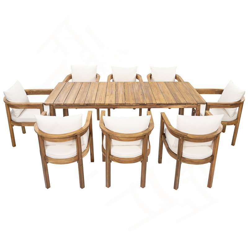 Ensemble de salle à manger pour patio extérieur 9 pièces (chaise de salle à manger 8 pièces et table de salle à manger 1 pièce)