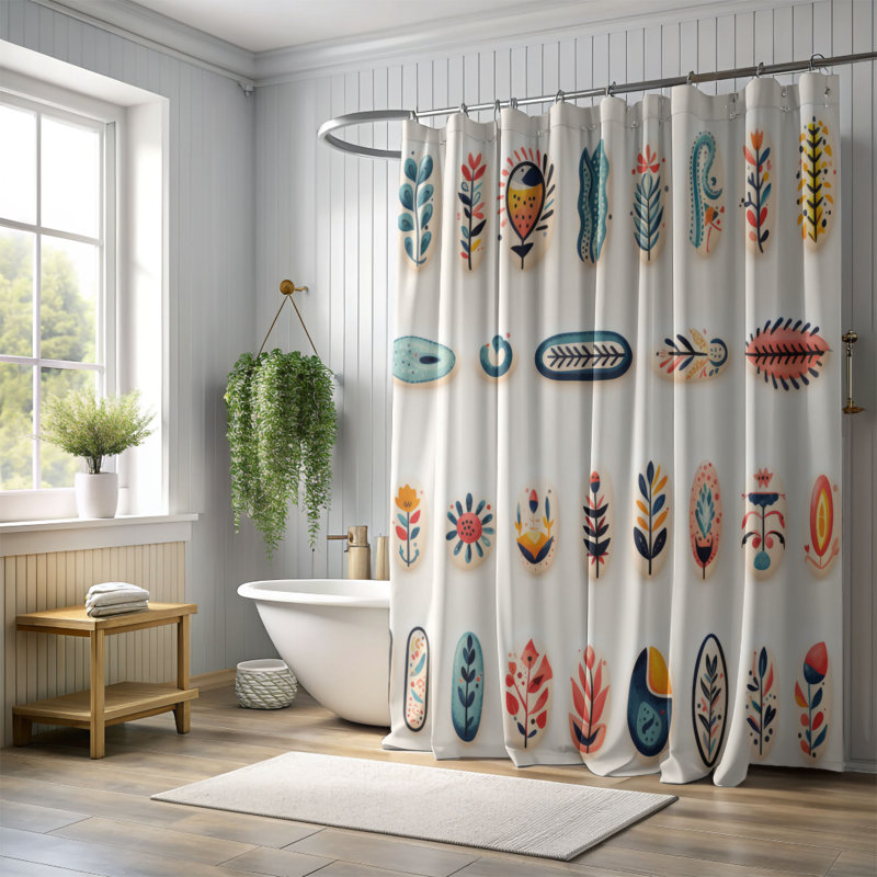 Subtle Petals - Rideau de douche Premium, H 74 po x l 71 po