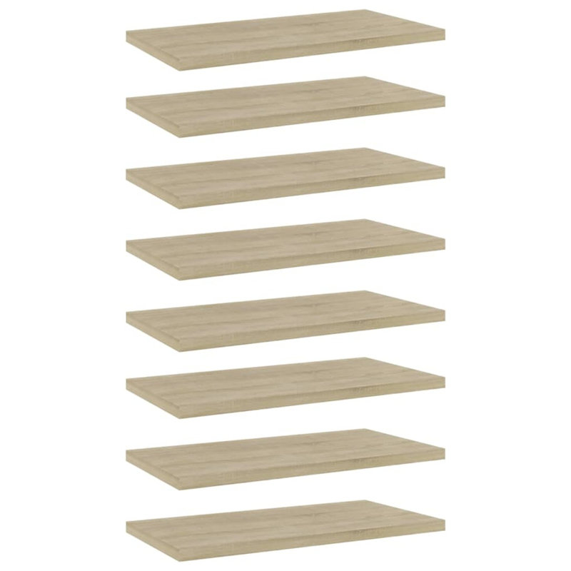 vidaXL Shelf Set of 8 Sonoma Oak Engineered Wood 15.7 x 7.9 x 0.6 in, Sonoma Oak, (8 Shelves) 0.59" H x 15.75" W x 7.87" D