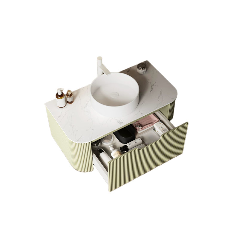 Meuble-lavabo de 91 cm (36 po) - Meuble moderne avec lavabo en céramique, tiroir en contreplaqué, grand espace de rangement et fermeture amortie.