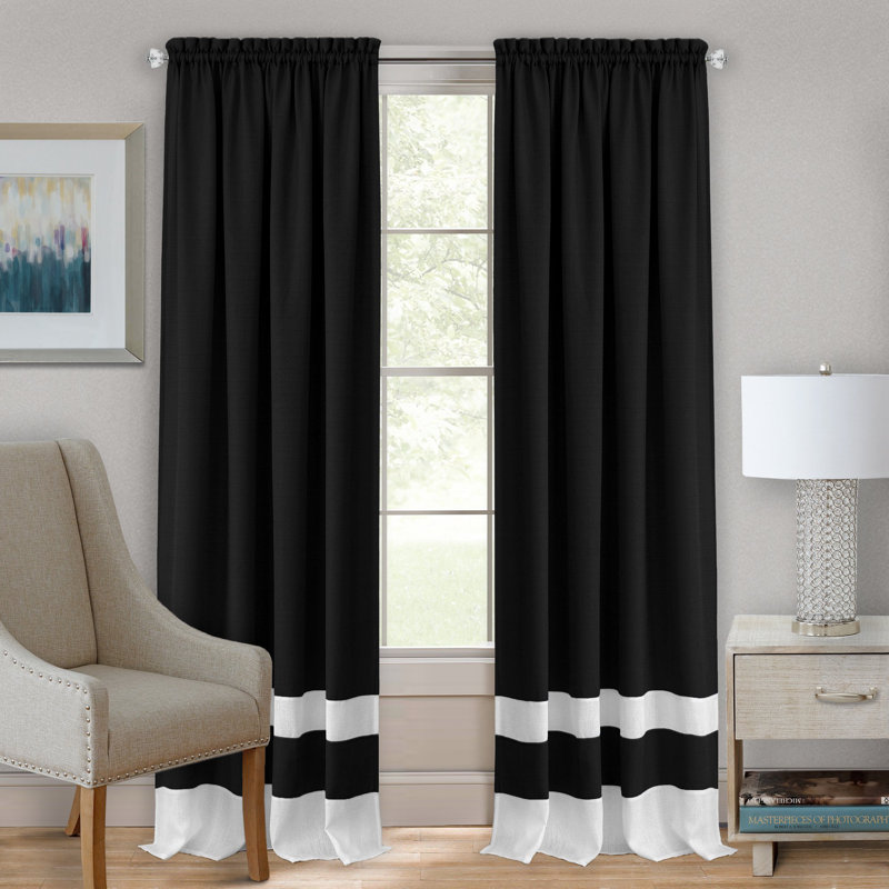 Renken Semi Sheer Curtain Pair, 52" x 84", Black