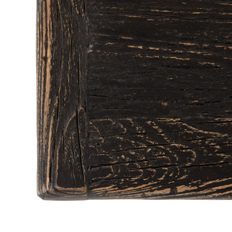 Adelaide Reclaimed Elm Wood Side Table, Black, 16.75" H x 20" W x 20" D