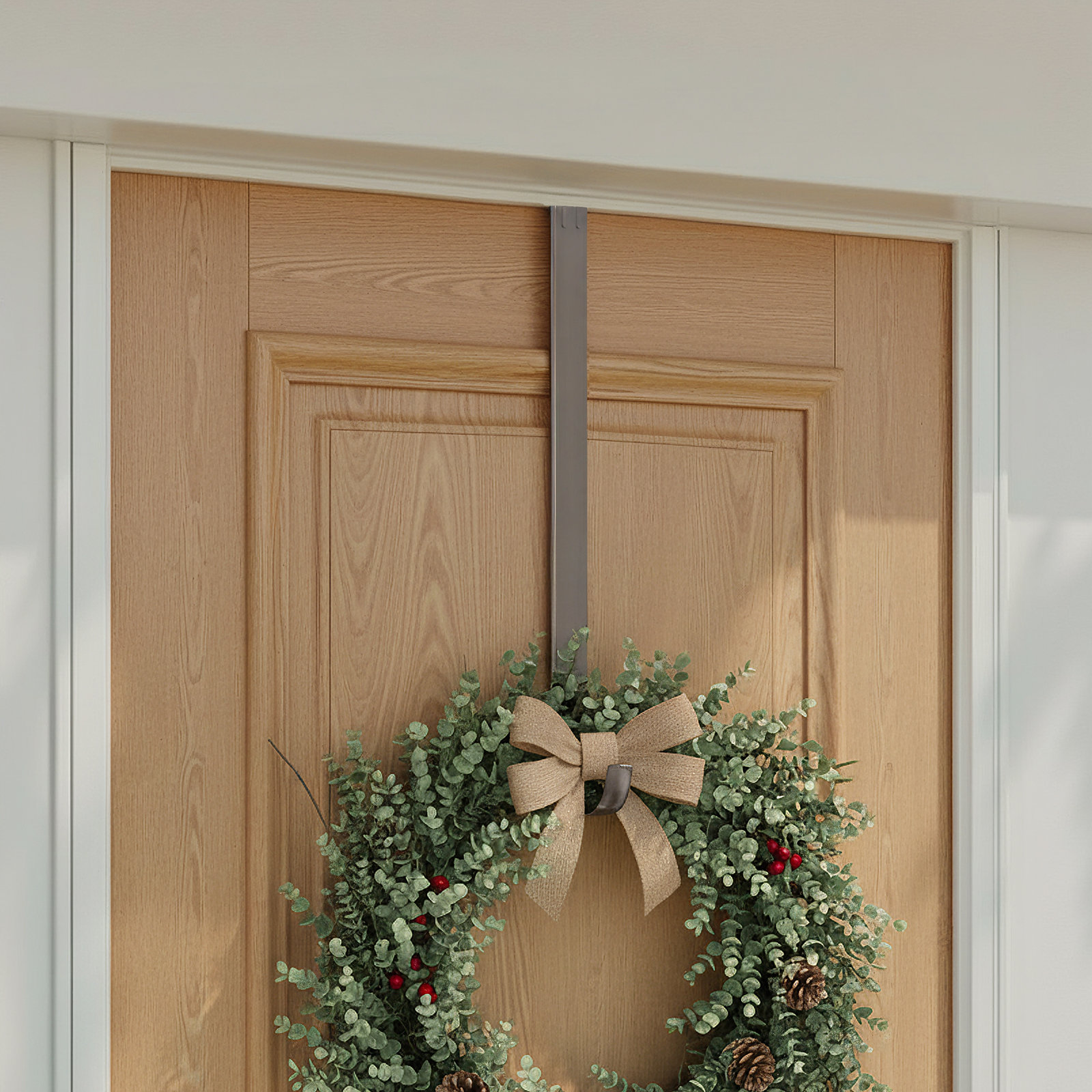 The Holiday Aisle® Adjustable Wreath Hanger, Brushed Nickel, 1