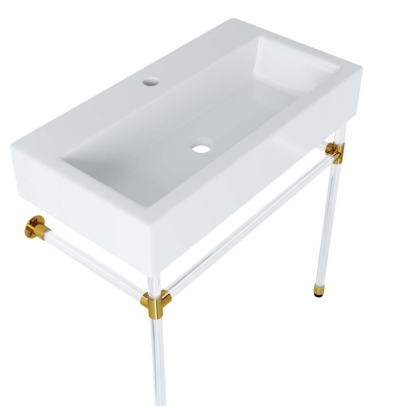 Meuble-lavabo mural 32 po Modway, Transparent