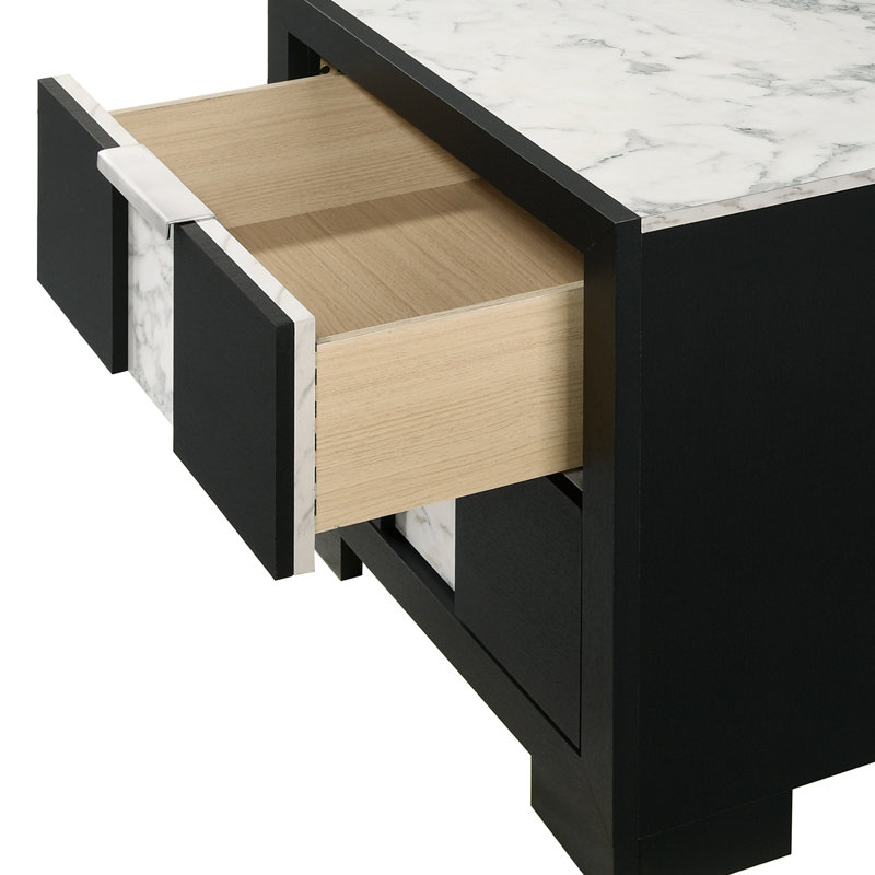 Table de chevet contemporaine 1pc, Noir / blanc
