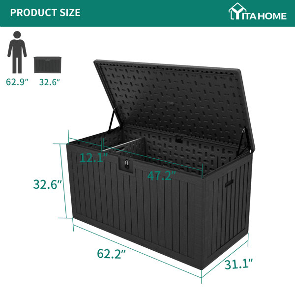 YITAHOME YITA 230 Gallons Water Resistant Deck Box with Flexible Divider &  Reviews