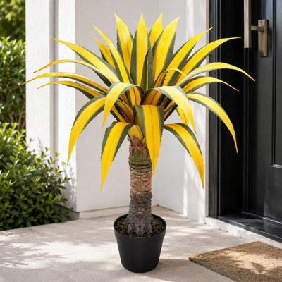 30in Black Pot Faux Plants, Artificial Agave Plant with Black Pot, Agave Plant Artificial, UV Protected Fake Agave Plant, Faux Agave Plant for Indoor & Outdoor Home Decor
