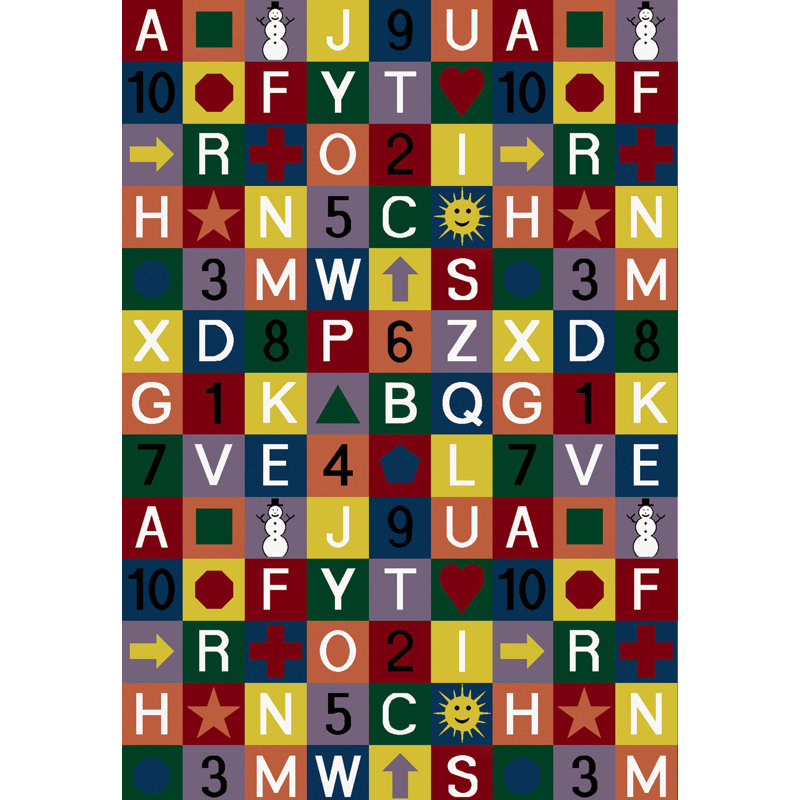 Educational Playful Patterns Edu Squares Area Rug, Rectangle 5'4" x 7'8"