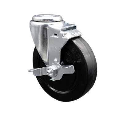 Soft Rubber Swivel Bolt Hole Caster with Brake