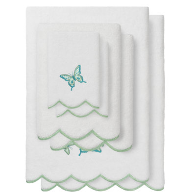  100% Turkish Cotton BRITNEY Scallop 6PC Embellished Towel Set