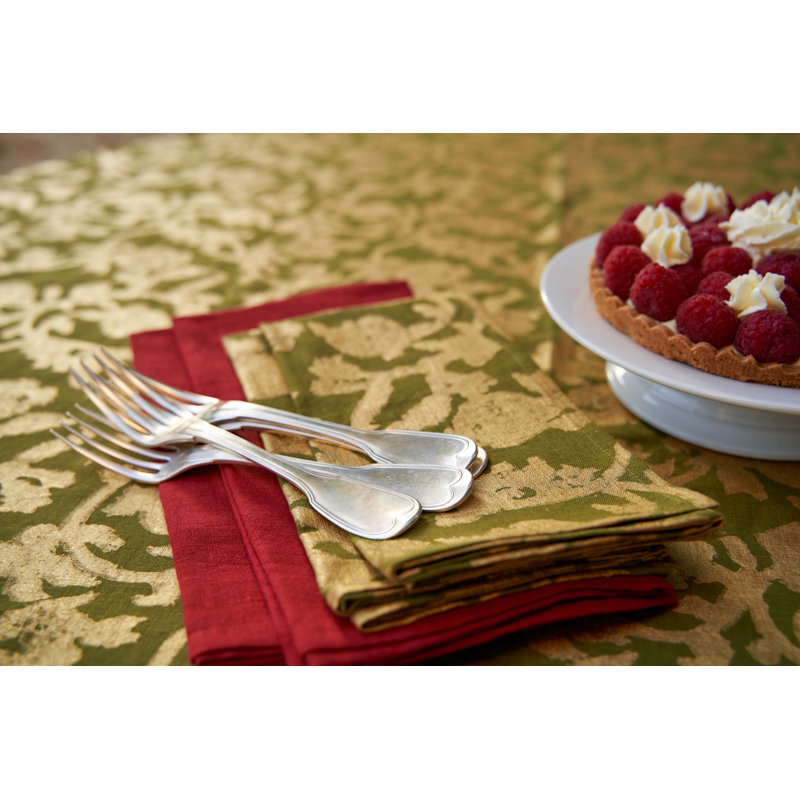Saint-Rémy D’Or 100% Linen Square Napkins, 19" x 19", Vert