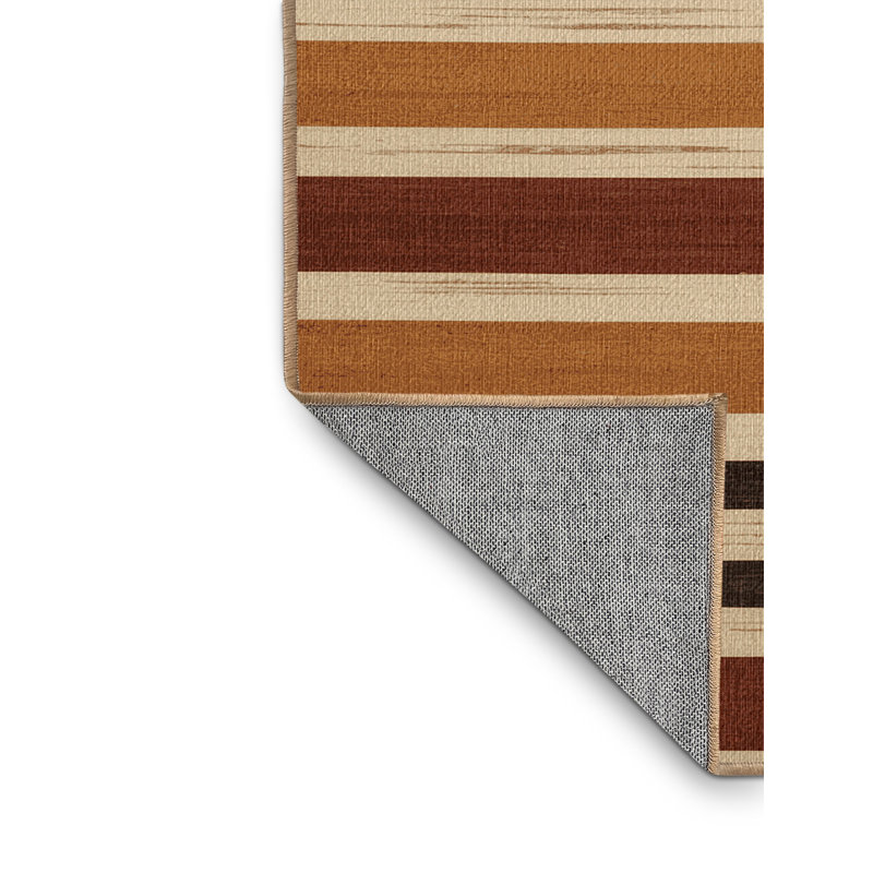  Tapis lavable rayé crème et cannelle, Carré 4 pi