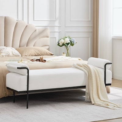Rexdale End of Bed Bench, Modern Upholstered Ottoman Bench Seat with Black Legs