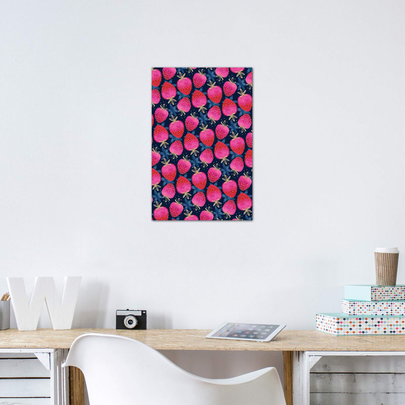 Ombre fraises par Jo Taylor - reproduction, Pas de tapis, H 40 po x l 26 po x P 1,5 po, Toile tendue