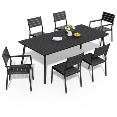 6 - Person Aluminum Patio Dining Set With Armed And Armless Chairs
