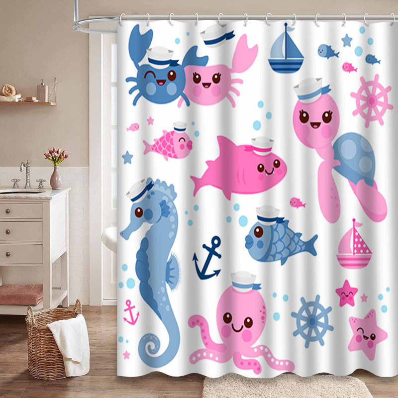 Rideau de douche bébé avec 12 crochets, L 72 po x l 72 po