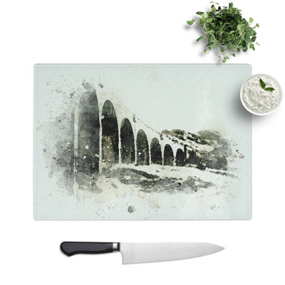 Glass Glenfinnan Viaduct in Scotland in Abstract Chopping Board