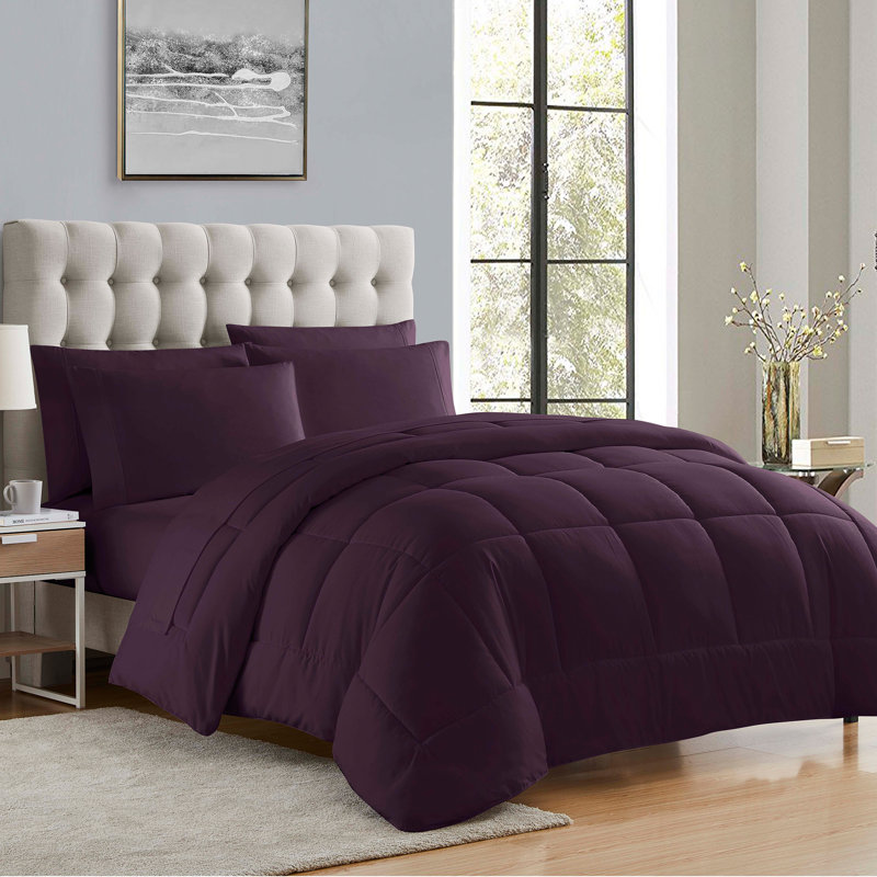 Ensemble d'édredon et de draps de couleur unie toutes saisons pour lit dans un sac 5 pièces / 7 pièces par Sweet Home Collection